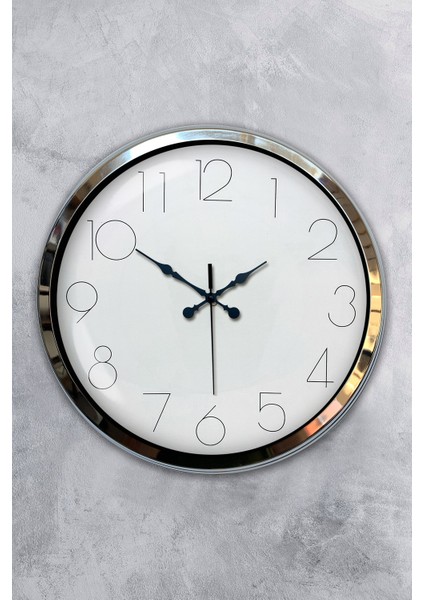 40 cm Krom Metal Modern Duvar Saati