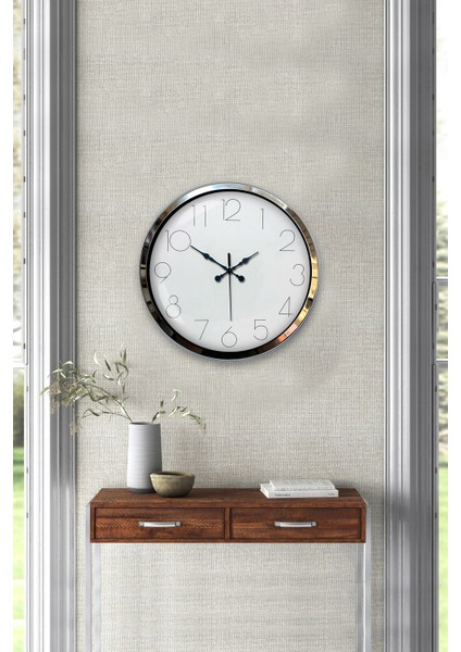 40 cm Krom Metal Modern Duvar Saati
