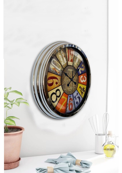 40 cm Krom Metal Retro Duvar Saati fırsatları