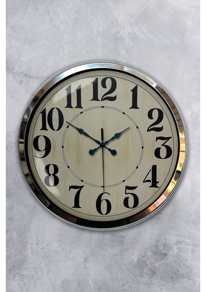 40 cm Krom Metal Retro Duvar Saati