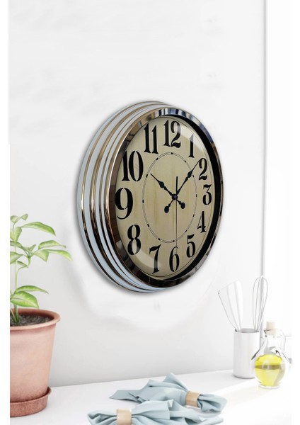 40 cm Krom Metal Retro Duvar Saati fırsatları
