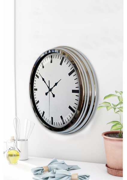 40 cm Krom Metal Sayısız Duvar Saati modelleri