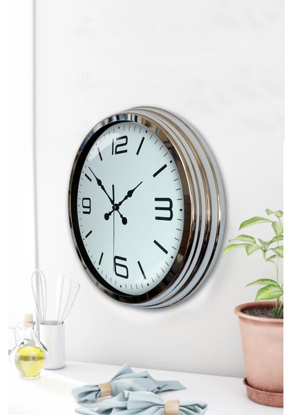 40 cm Krom Metal Klasik Duvar Saati modelleri