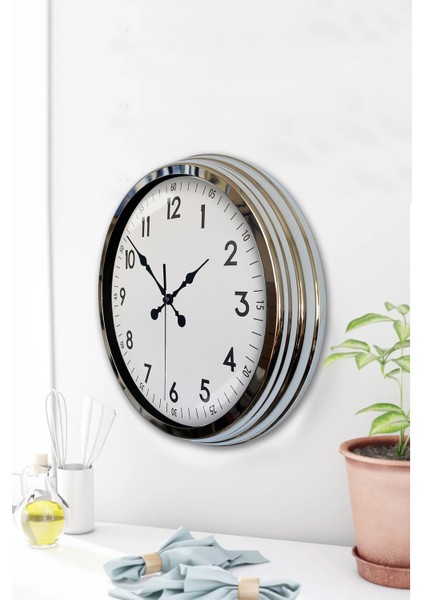 40 cm Krom Metal Klasik Duvar Saati modelleri