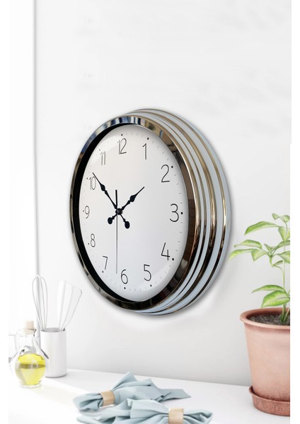 40 cm Krom Metal Klasik Duvar Saati modelleri