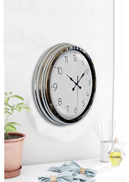 40 cm Krom Metal Klasik Duvar Saati fırsatları