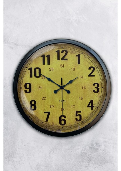 40 cm Siyah Metal Sarı Duvar Saati