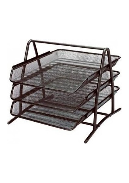 3 Katlı Metal Evrak Rafı Siyah