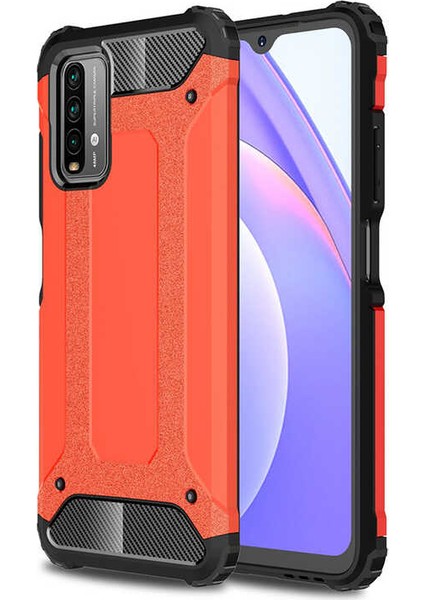 - Xiaomi Poco M3 - Kılıf Çift Katman Zırh Tank Crash Military Kapak - Kırmızı - T16452