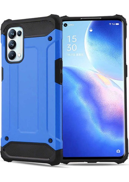 - Oppo Reno 5 Pro 5G - Kılıf Çift Katman Zırh Tank Crash Military Kapak - Mavi - T16579