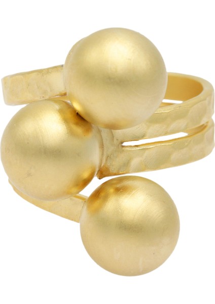 Kadın Altın Renk Kaplama Ayarlanabilir Üç Top Yüzük