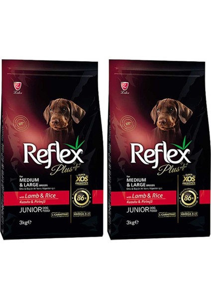 Plus Orta Büyük Irk Kuzulu Pirinçli Yavru Köpek Maması 3 kg 2 Adet
