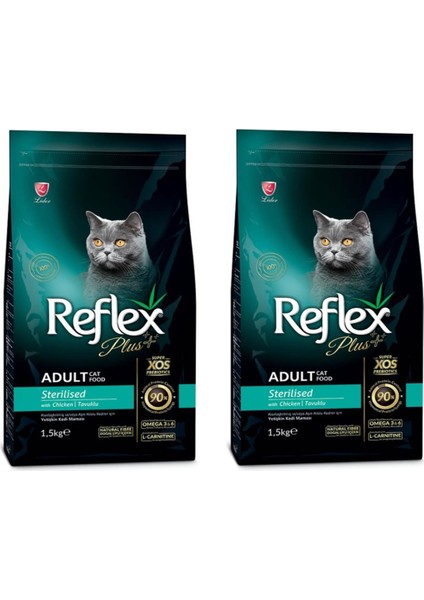 Plus Tavuklu Sterilised Yetişkin Kedi Maması 1,5 kg 2'li Set