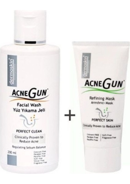 Dermoskın Acnegun Maske 30 ml + Yüz Yıkama Jeli 200 ml - Lokel Bakım Seti