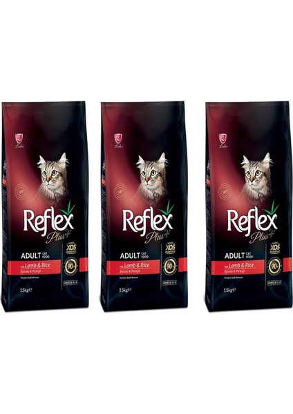 Plus Kuzu Etli Yetişkin Kedi Maması 1,5 kg 3'lü Set