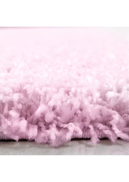 Modern Dekoratif Shaggy 30 mm uzun tüylü düz Pembe Oturma Odası Salon Halısı Yuvarlak
