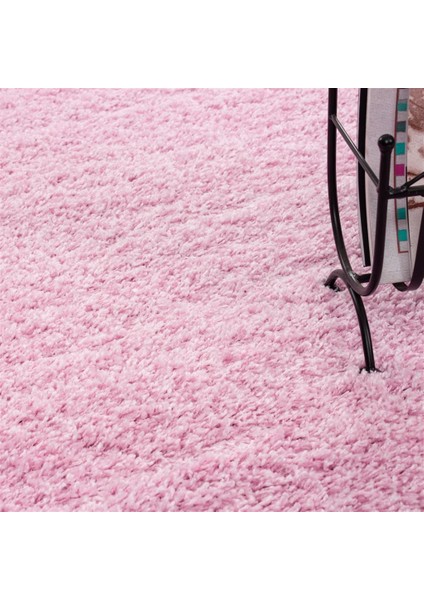 Modern Dekoratif Shaggy 30 mm uzun tüylü düz Pembe Oturma Odası Salon Halısı Yuvarlak