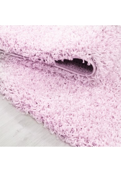 Modern Dekoratif Shaggy 30 mm uzun tüylü düz Pembe Oturma Odası Salon Halısı Yuvarlak