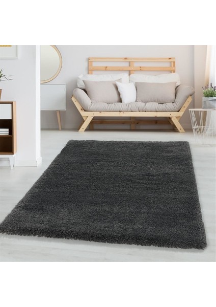 Modern Dekoratif Yumuşak Shaggy 3 cm Tüylü düz Koyu Gri Oturma Odası Salon Halısı