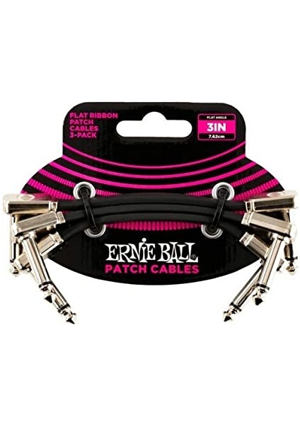 Ernie Ball P06220 Flat Ribbon Patch Cable - 3-Pack 3 'lü Pedal Ara Kablosu (7.5 Cm)