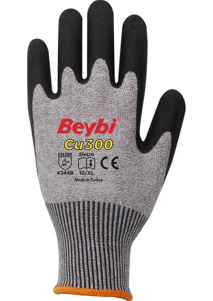 CU300 9 Beden 12 Çift Poliüretan Kaplı Kesilmeye Dirençli Eldiven