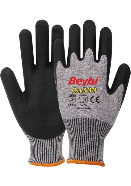 CU300 10 Beden 12 Çift Poliüretan Kaplı Kesilmeye Dirençli Eldiven