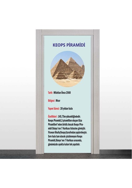 Dünyanın 7 Harikası - Keops Piramidi Kapı Giydirme