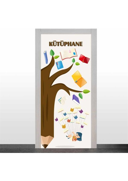 Ağaç Kütüphane Kapı Giydirme