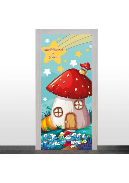 Öğretmen ve Şirinleri Sınıf Kapı Giydirme