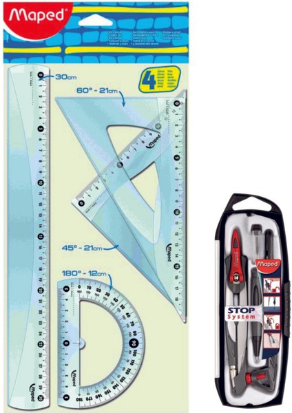 Cetvel Seti+Pergel Stop System Cetvel Seti