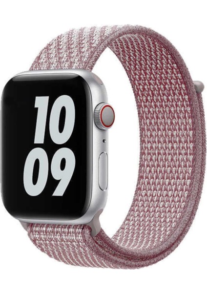 Apple Watch Uyumlu 42MM Sport Loop Hasır Kordon Pembe
