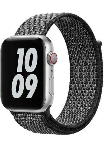 Apple Watch Uyumlu 42MM Sport Loop Hasır Kordon Siyah