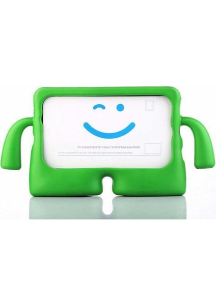 Apple iPad 3 Renkli Tutacaklı Stantlı Silikon Çocuk Tablet Kılıfı Yeşil
