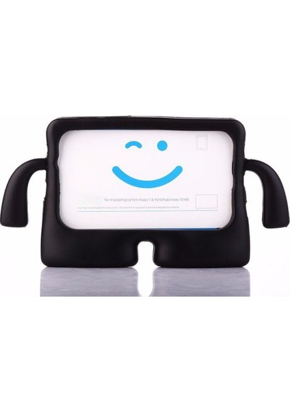 Samsung Tab A 10.1 2019 T510 Renkli Tutacaklı Stantlı Silikon Çocuk Tablet Kılıfı Siyah
