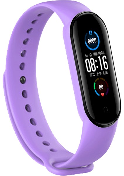 Xiaomi Mi Band 6 Akıllı Bileklik Uyumlu Silikon Kordon Kayış Lila