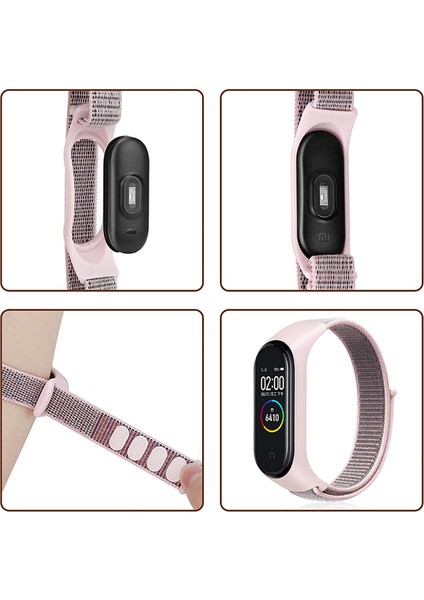 Xiaomi Mi Band 6 Uyumlu Nylon Kordon Açık Pembe