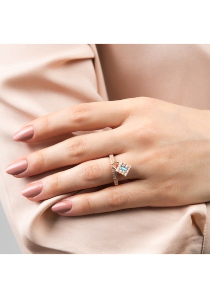 Kilit Detaylı Rose Gold Gümüş Yüzük fiyatları