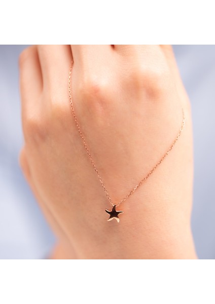 Deniz Yıldızı Rose Gold Gümüş Kolye