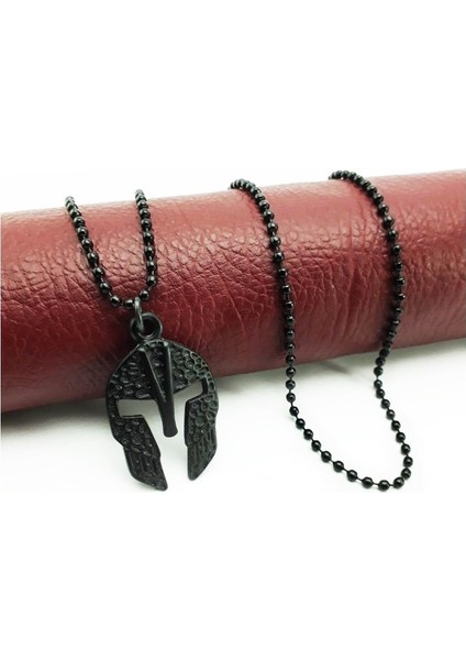 Siyah Renk Gladyatör Miğfer Erkek Kolye