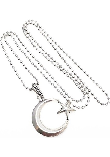 Ay Yıldız Gümüş Kaplama Erkek Kolye fiyatları