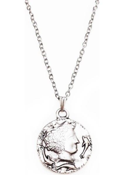 Gümüş Kaplama Antik Para Erkek Kolye