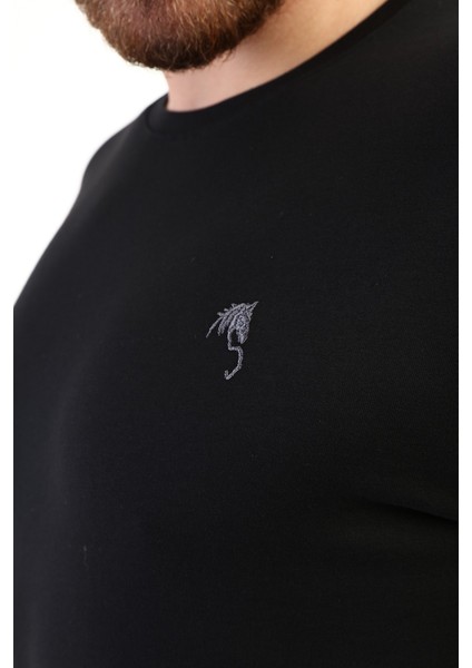 Yuvarlak Yaka Kısa Kol T-Shirt -Siyah modelleri