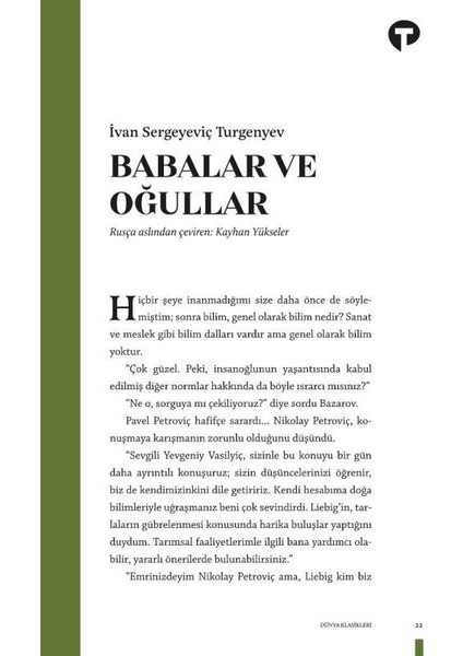 Babalar ve Oğullar - Ivan Sergeyeviç Turgenyev