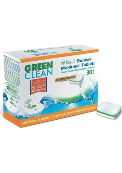 Green Clean Bitkisel Bulaşık Makinası Tableti 30'lu