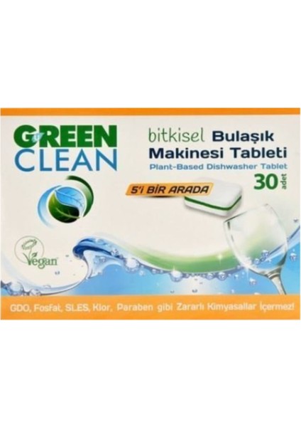 Green Clean Bitkisel Bulaşık Makinası Tableti 30'lu