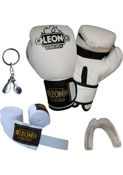 Leon Blade Training Boks Eldiveni, Bandaj Dişlik Anahtarlık Seti Beyaz
