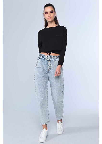 Steward Siyah Kadın Bisiklet Yaka Sweatshirt fırsatları