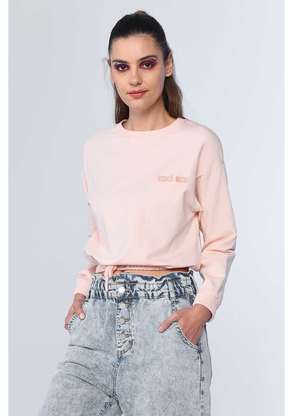 Steward Pembe Kadın Bisiklet Yaka Sweatshirt fiyatları