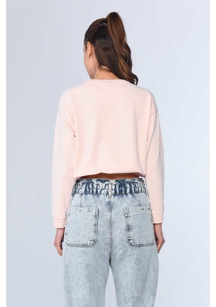 Steward Pembe Kadın Bisiklet Yaka Sweatshirt fırsatları