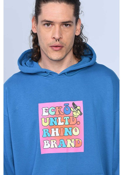 Ecko Unltd Henley Mavi Erkek Kapüşonlu Hoodie